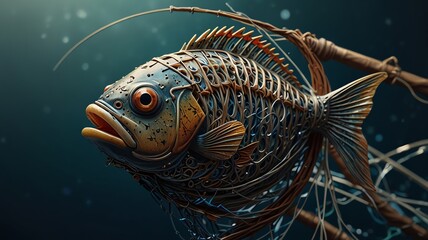 a fish with a large head and the word fish on the side.