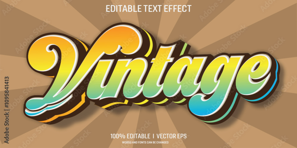 Poster vintage vector 3d text effect with modern style design