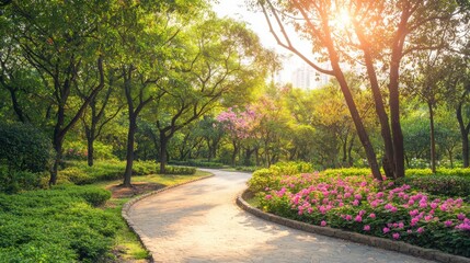 Obraz premium Blossoming Beauty: A Captivating Botanical Garden in Full Spring Bloom