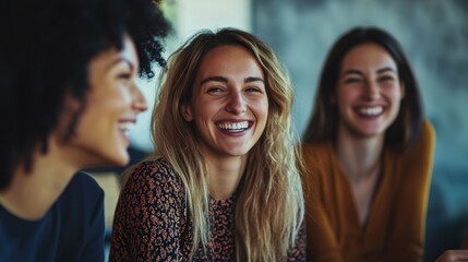 Obraz premium Group of women smiling and enjoying each otherâ€™s company in a social or professional setting