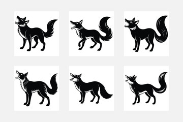 Fox roars silhouette vector illustration