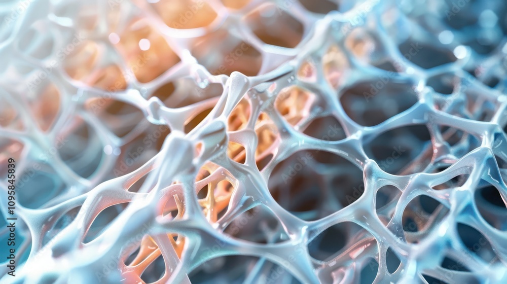 Poster exploring robotic muscle tissue engineering geometric cellular structures in scientific visualizatio