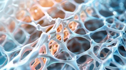 Exploring robotic muscle tissue engineering geometric cellular structures in scientific visualization soft translucent colors and innovative concepts