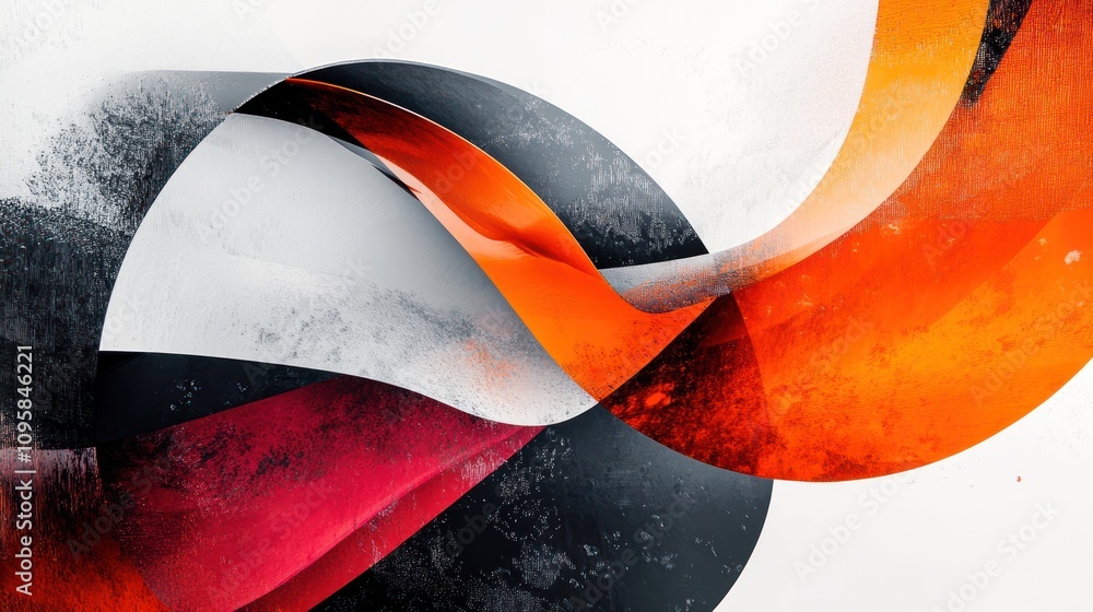 Poster abstract design featuring flowing shapes in vibrant colors and textures.