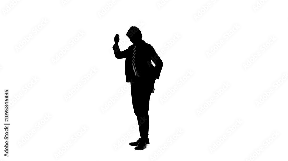 Aufkleber 嬉しくてダンスする男性ビジネスパーソンの全身シルエット