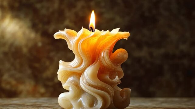 Decorative candle sculpture with custom designs, adding a creative and unique touch to the piece.