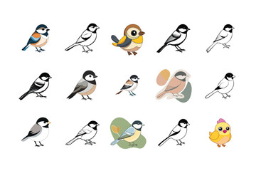 Set of bird vector illustration