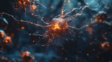 Glowing Neuron Network   Abstract Scientific Illustration
