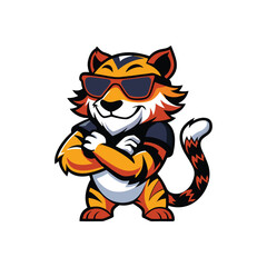 Tiger with sunglasses mascot logo vector illustration