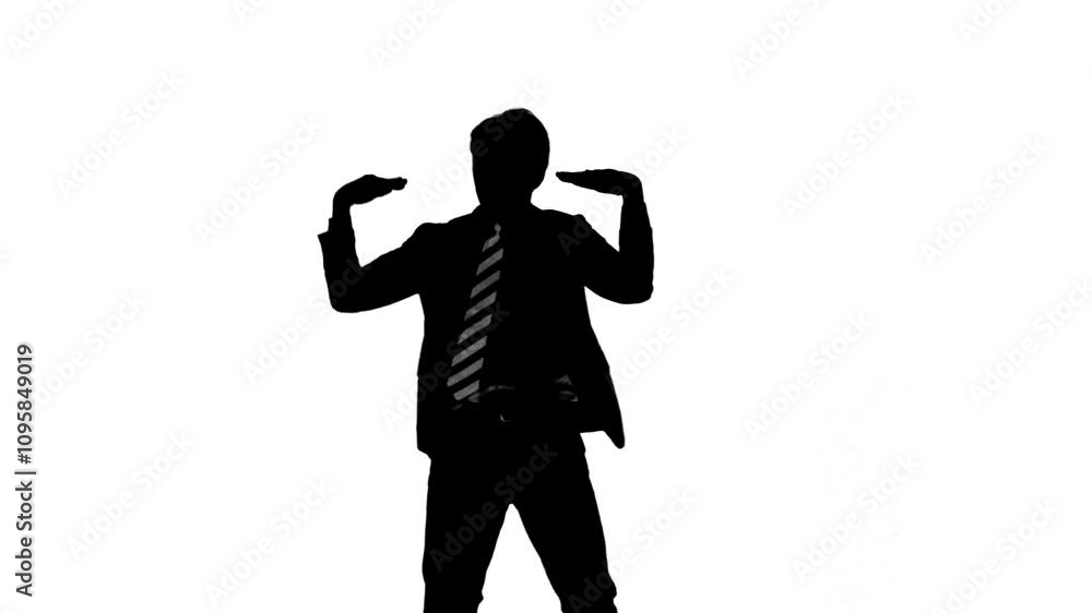 Aufkleber スーツを着てダンスする男性ビジネスパーソンのシルエット