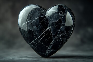 Fototapeta premium Polished black marble heart.