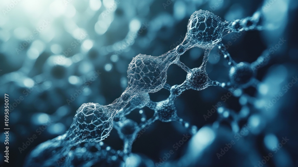 Poster abstract representation of molecular structures with a focus on connectivity and depth.