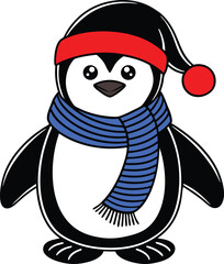 The Penguin wearing a Santa clause hat and scarf (2).eps