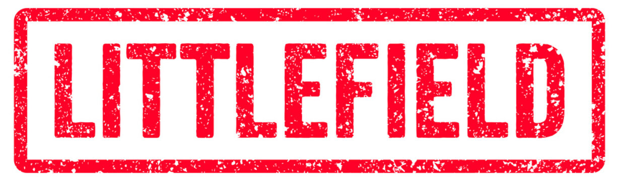 Littlefield Stamp Transparent Seal, Red Grunge Littlefield Word Typography Rubber Stamp Seal