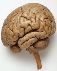 Anatomically Correct Model of a Human Brain Showcasing Detailed Structures and Textures for Educational and Medical Purposes in a Neutral Background Setting