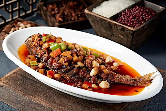 Delicious dry fried yellow croaker