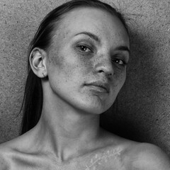 Art portrait - freckle natural beauty face