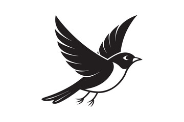  A Robin bird with a white beak is flying in the sky, line art vector.