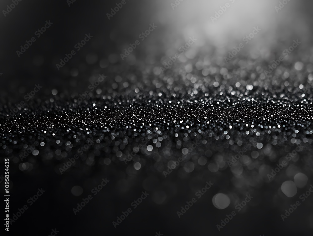 Aufkleber sparkling black glitter texture with bokeh effect.