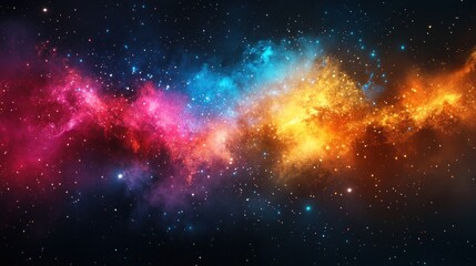 Obraz premium A vibrant cosmic scene filled with colorful nebulae and stars, representing the universe's beauty.