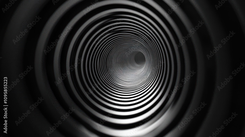 Aufkleber a view into a cylindrical tunnel, showcasing concentric circular patterns and depth.
