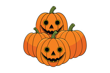  realistic halloween pumpkin collection vector illustration.
