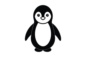  kids penguin silhouette vector image illustration.