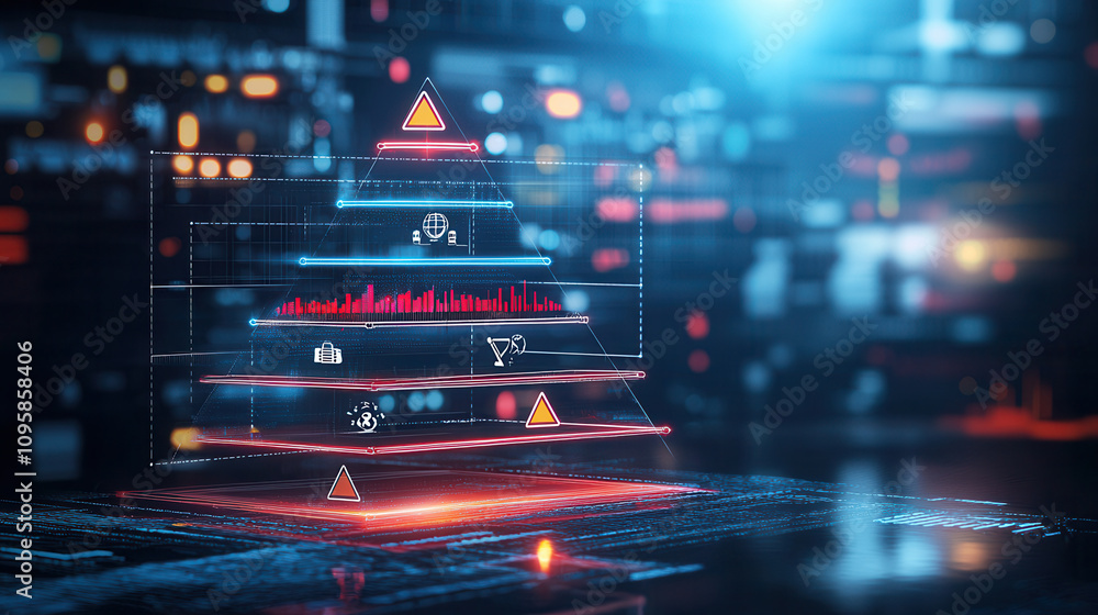 Poster digital training impact pyramid diagram showcasing four levels of training metrics, emphasizing data