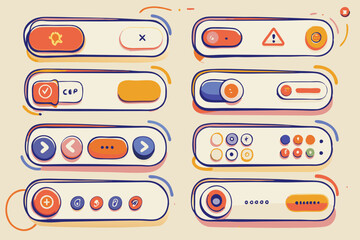 Colorful Vector Button Sets for Modern User Interface Design