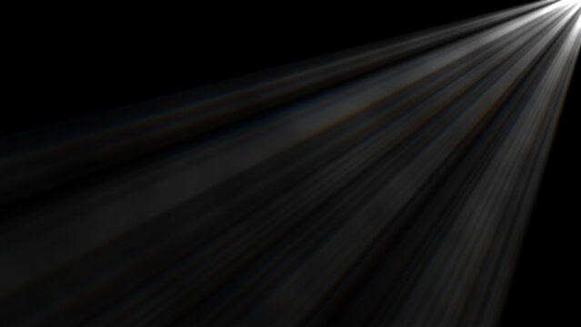 Volumetric sun light rays overlay at the top right with aberration effect, horizontal composition.