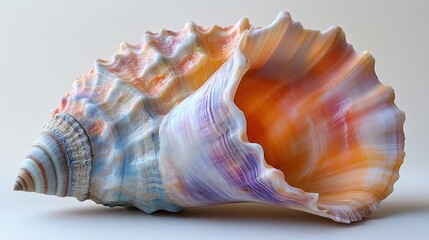 A colorful conch shell showcasing intricate patterns and hues.