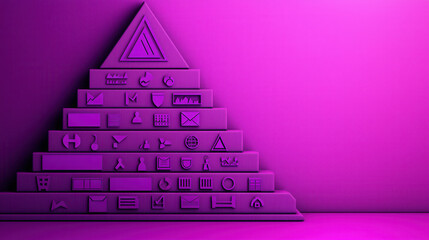purple pyramid displaying various training impact levels and icons, symbolizing growth and development in visually striking manner