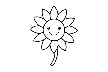 a cute sunflower smile vector art illustration.