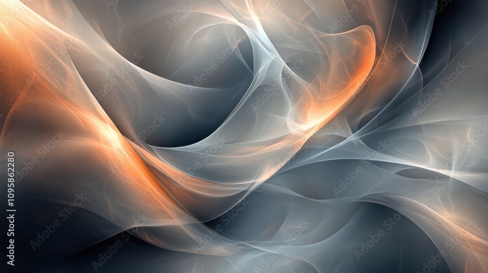 Aufkleber abstract swirling patterns in soft hues of blue, orange, and gray, creating a dynamic visual flow.