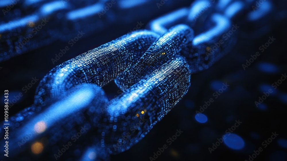 Aufkleber a close-up of a digital chain link, symbolizing blockchain technology and connectivity.