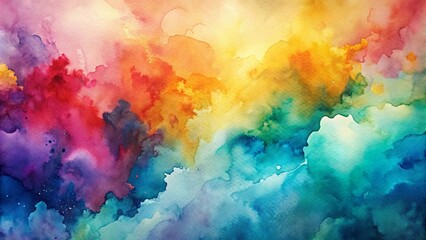 Obraz premium Abstract Colorful Watercolor Wash Background Featuring Vibrant Hues and Textured Effects