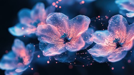 A vibrant, digitally enhanced depiction of glowing flowers with a cosmic feel.