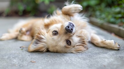 A playful shelter dog rolls over on its back and gets zoomies