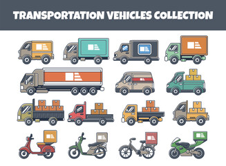 Transportation vehicles vector illustration set