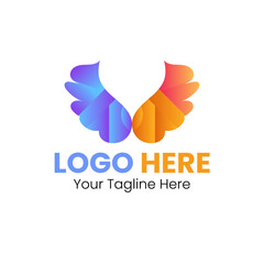 Obraz premium Dynamic Gradient Abstract Logo Design, Modern Blue and Orange Gradient Emblem. Sleek Gradient Logo with Vibrant Contrast. Professional Dual-Tone Gradient Icon. 