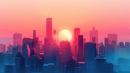 Fototapeta premium A cheerful minimalist digital picnic scene in a geometric