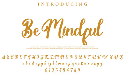 Be Mindful Font Stylish brush painted an uppercase vector letters, alphabet, typeface