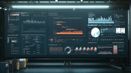 Fototapeta premium A futuristic dashboard displaying data analytics and visualizations.
