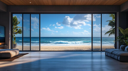 Ocean View Room 3D Render