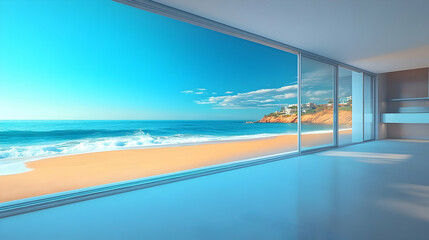 Ocean View Room 3D Illustration
