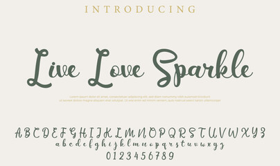 Live Love Sparkle Font Stylish brush painted an uppercase vector letters, alphabet, typeface