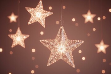 Obraz premium Enchanting Hanging Star Lights: Perfect for Festive Decorations, Cozy Home Atmosphere, and Magical Nights