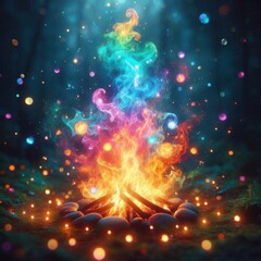 Fototapeta premium rainbow color fireplace