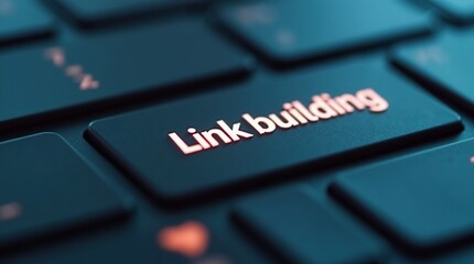 Close-Up of Keyboard with Link Building Button Highlighted