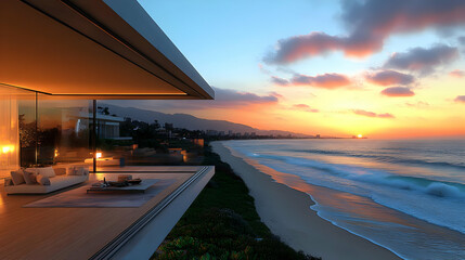 Sunset Beach House Illustration